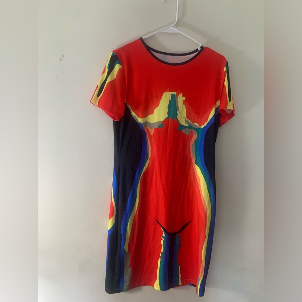 Colorful Abstract Short Sleeve Dress